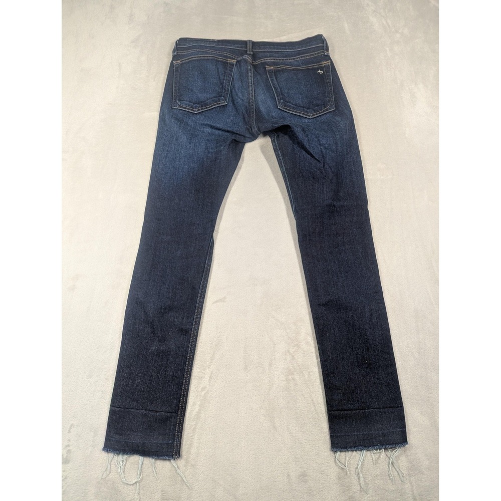 Rag & Bone Dre Jeans Womens 26 Blue Dark Wash Mid Rise Raw Hem USA Stretch - Picture 15 of 16